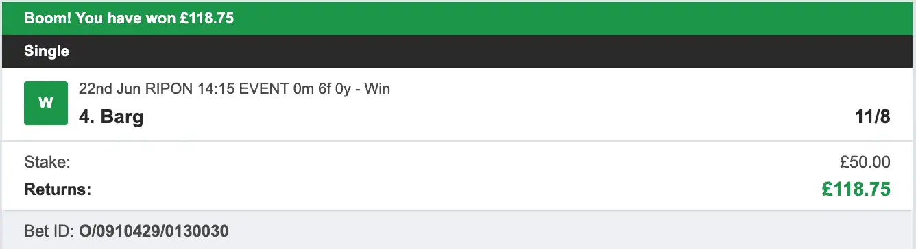 Todays Bet Tips - Winner 1 - 2023-06-22