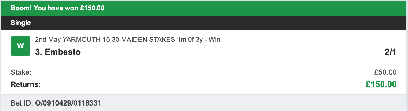 Todays Bet Tips - Winner 2 - 2023-05-02